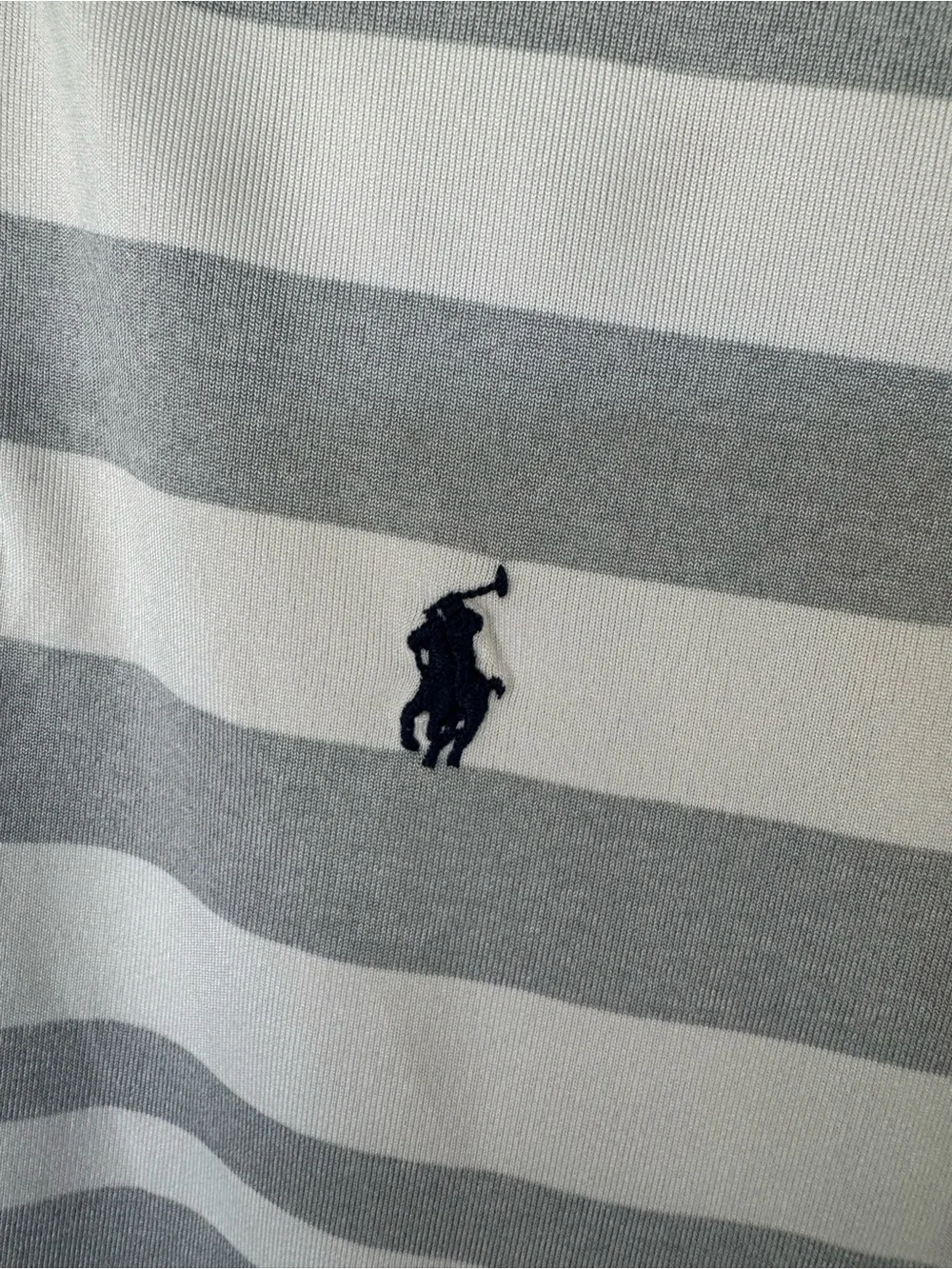 Polo by Ralph Lauren White and Gray Striped Polo M(10-12)